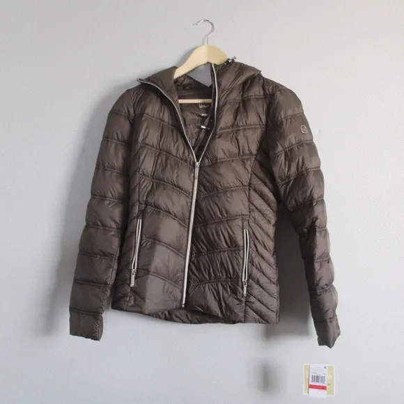 NWT MICHAEL Michael Kors Brown Puffer Jacket - Picture 1 of 9